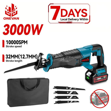 3000W scie alternative électrique sans fil tronçonneuse de coupe de tuyaux métalliques outils électriques de travail du bois pour batterie Makita 18V, Sans batterie