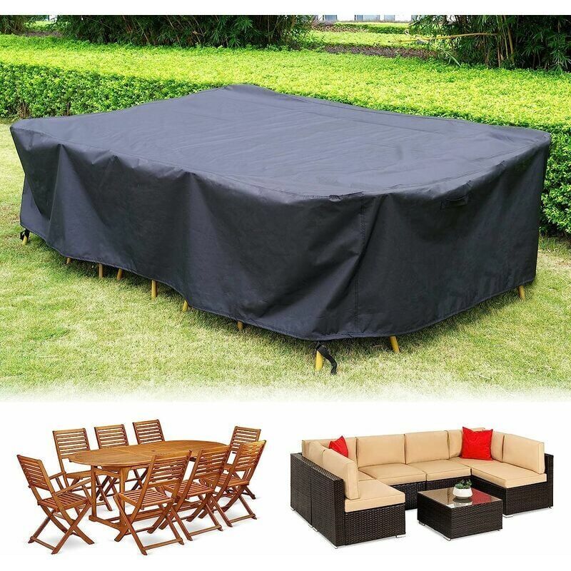 300cm Housse de Protection Salon de Jardin, Housse Salon de Jardin Rectangulaire, Housse Imperméable pour Canapés de Jadin Table Chaise, Bâche