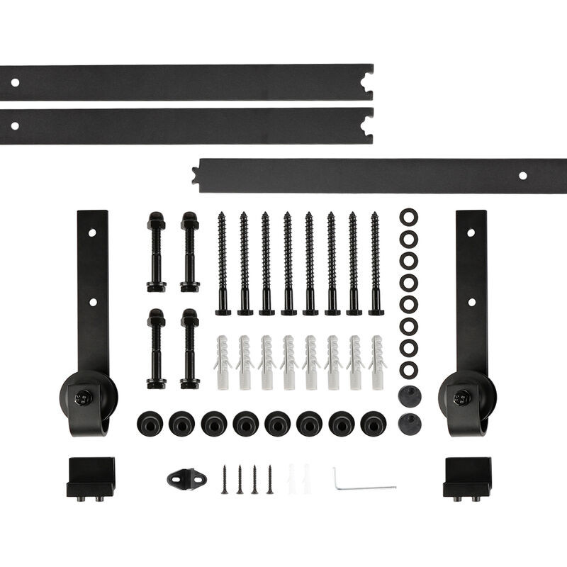 

300cm Kit Instalación Montaje Puerta Corredera Kit para Puerta Deslizante Puerta Corrediza Interior Riel Acero 300（Tres etapas）