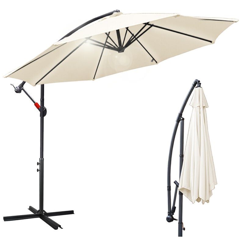 300cm parasol marché parasol cantilever parasol parasol jardin inclinable pendule parapluie.beige - beige