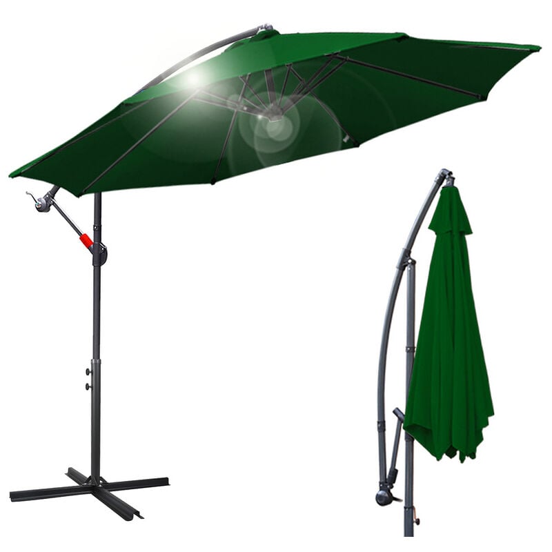 300cm parasol marché parasol cantilever parasol parasol jardin inclinable pendule parapluie.vert - vert
