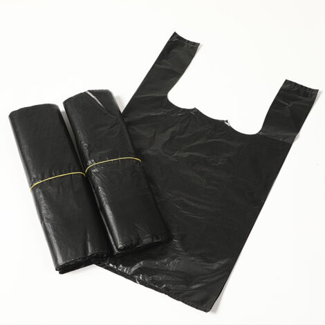 300er-Packung schwarze Damenhygiene-Müllbeutel – Kleine Müllbeutel für Bad und Damenbinden, Plastikbeutel mit Henkeln für Haushalt und Küche – 24 x 37 cm, schwarz