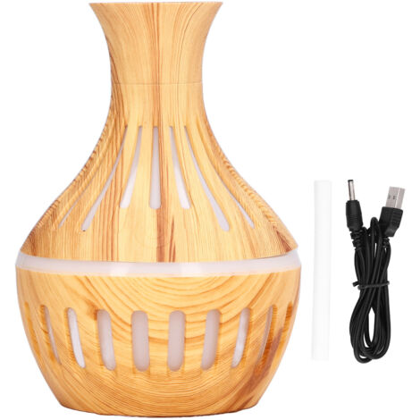 300ml Humidifier USB Powered Wood Grain Aromatherapy Diffuser with 7 Colors LED Light 5V 1A