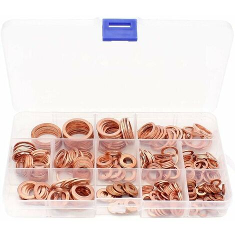 300PCS 12 dimensioni Rondella di rame Rondelle piatte in rame M5-M20 Assortimento Kit-