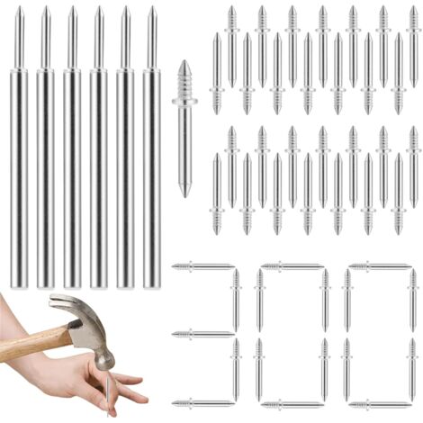 300PCS Clous sans Couture à Double Tête pour Plinthes, Clou à Double Tête pour Plinthes sans Traces, Vis de Sécurité Invisibles, Clous en Corne de Mouton pour Fil de Plinthe Sans Soudure