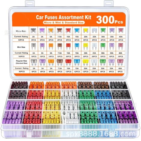 300Pcs Fusible Voiture Set, 160 Mini fusibles pour auto + 90 Moyenne Fusible electronique pour voiture + 50 Micro Fusible + Extracteur - pour Voiture/RV/Camion/Moto (2A 3A 5A 7.5A 10A 15A 20A 25A 30A