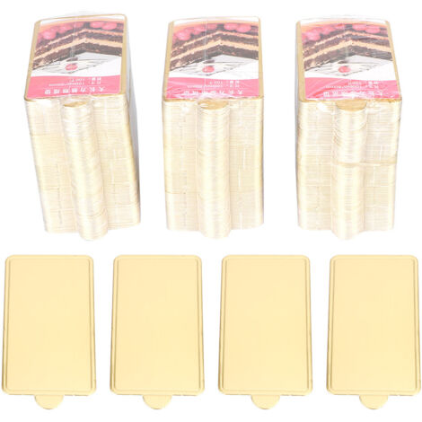 300Pcs Gold Rectangular Mousse Cake Dessert Board Base Cardboard Baking Tools 100x60mm