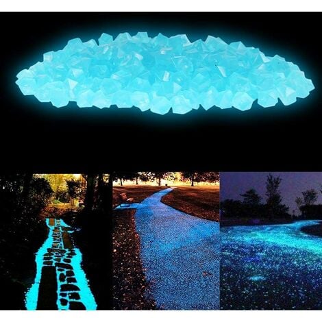 300PCS Luminous Stone, Smooth Resin Pebbles, Decorative Outdoor Luminous Stone for Aquariums/Garden/Driveways/Roads (Blue Lake)