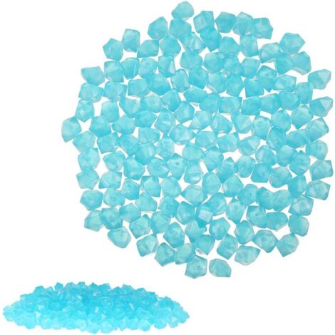 300PCS Pierre Lumineuse, Cailloux Lisses de résine,Pierre Lumineuse Exterieur Décoratives (Bleu)