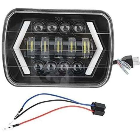 300W 7 Pouces LED Phare de Voiture en Aluminium Shell Carré Lampe Avant LED Phare de Voiture Convient pour J-e-e-p W-Rangler, YJ 1987-1995, Cherokee XJ 1984-2001, MR2, Celica, Tacoma
