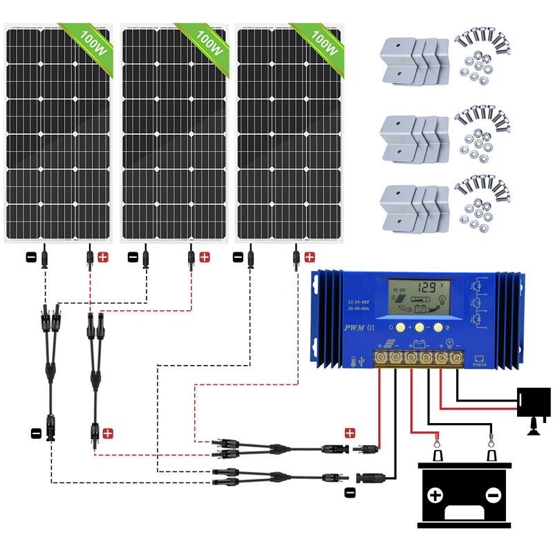 Eco-worthy - 300W Mono Solar Panel 12V Off grid System & 20A CMG Charge Controller for camper