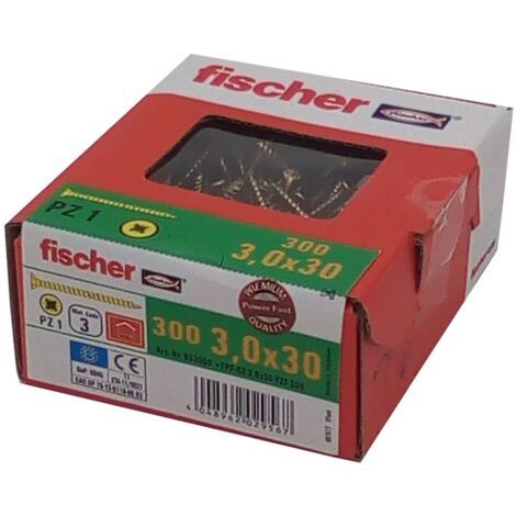 300x fischer Spanplattenschrauben 3,0x30 PZ1 Holzschrauben verzinkt Vollgewinde