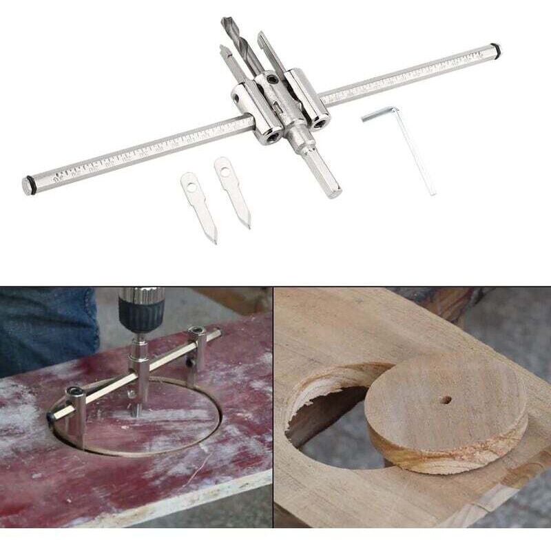 Image of SNQ - 30–300 mm verstellbar Silber Kreis Loch Cutter Säge Holzbearbeitung Werkzeug diy Zimmerei