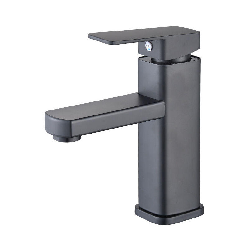 304 acier inoxydable peinture noir sous le comptoir bassin robinet carré monotrou bassin de mélange chaud et froid robinet hôtel+Tuyau de 60 cm