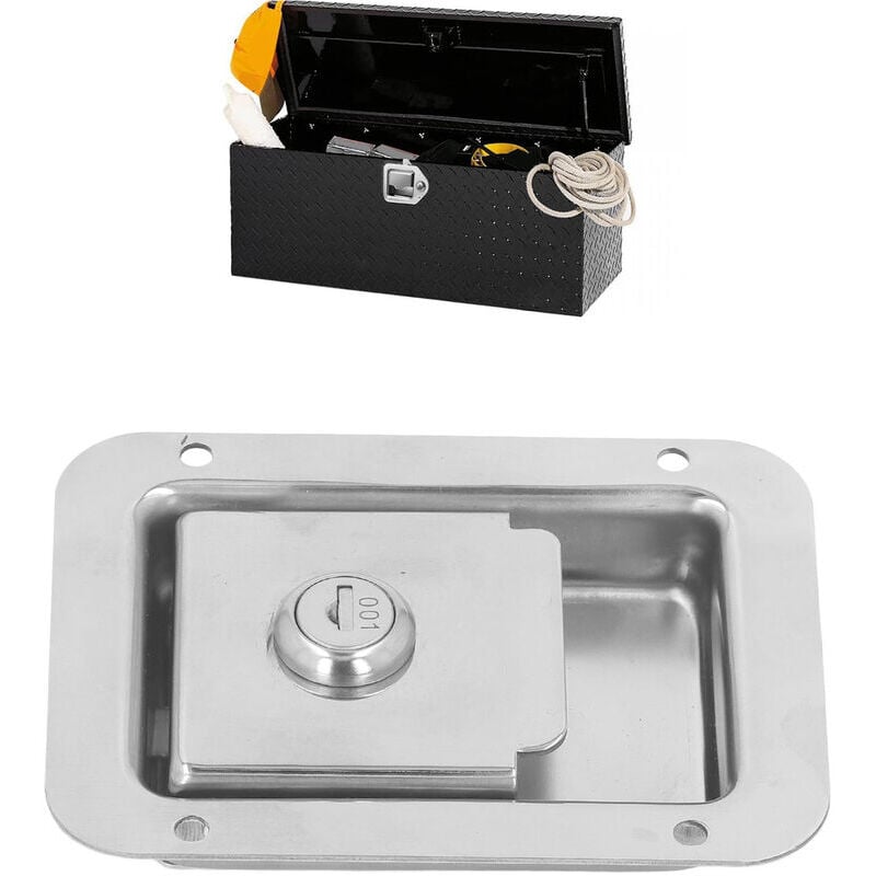 SNQ - 304 acier inoxydable rv porte loquet boîte à outils serrure encastré avec 2 clés pour rv remorque camions de pompiers