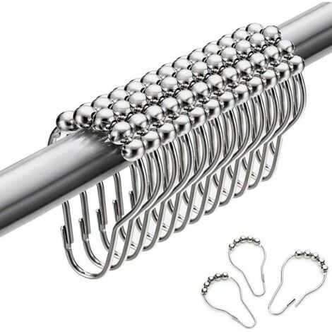 304 Anneaux de Douche en Acier Inoxydable,12 Pièces Crochets pour Rideau de Douche Crochets en S Petit pour Tringle de Douche de Salle de Bain Lefou