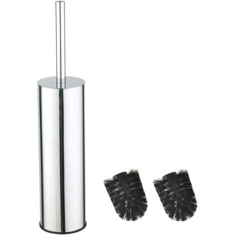 304 Brosse à WC en Acier Inoxydable Seau Long Brosse à WC Ronde sur Pied avec Support pour la décoration de la Salle de Bain Chrome