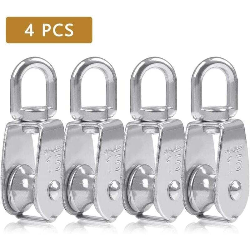 Image of 304 Edelstahl-Einzelrolle/Doppelrolle/Heberolle/Einzelantriebsseil M15, 4 Stück