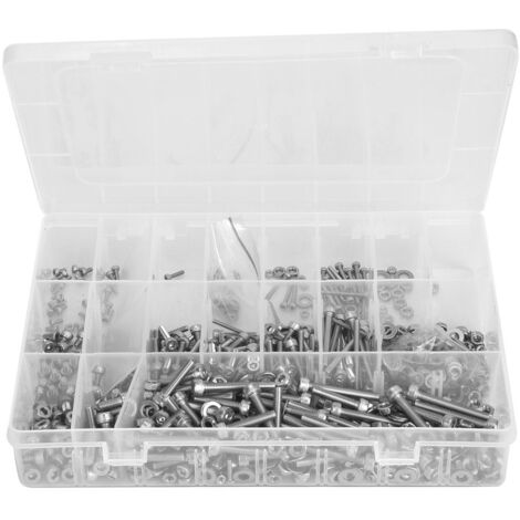 304 Edelstahl-Sechskantschrauben-Set M2 M3 M4 - 1080 Stück mit Muttern und Unterlegscheiben