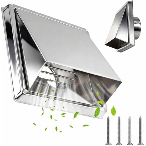 304 Grille d'aération en acier inoxydable,Diamètre 100mm, Avec moustiquaire,Avec joint en caoutchouc,Pour tuyau en VMC et couvercle