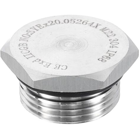 304 Inox Acier Tuyau Bouchon Raccord M22x1 Métrique Mâle Filetage Extérieur Hexagonal Tête Bonde Bouchons Raccords avec Joint Bague -