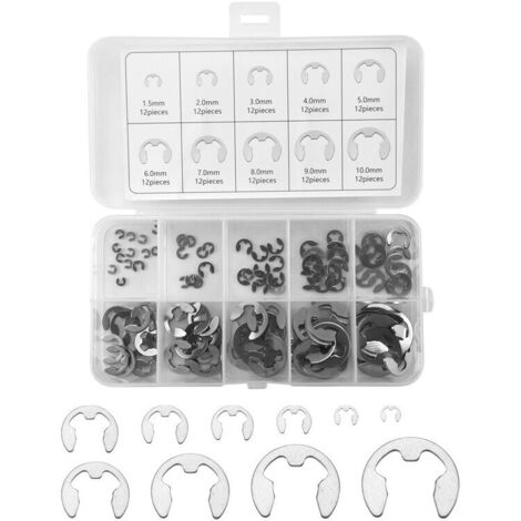 304 pièces jeu d'assortiment rondelles clip acier inox pour arbre M1.5-M10