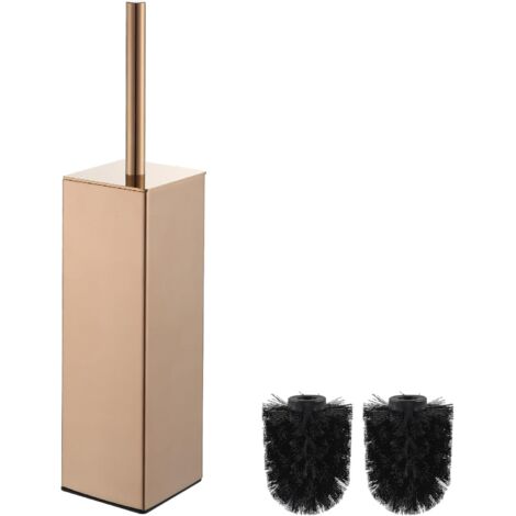 ​304 Porte-brosse WC carré, en or rose, support en acier inoxydable, pour salle de bain et hôtel, design élégant