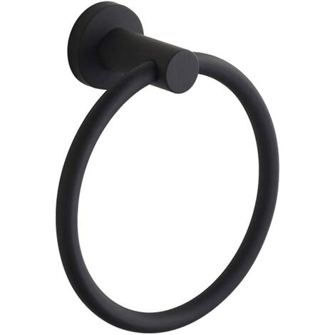 main image of "304 Rubber Stainless Steel Wall Towel Ring for Black Bathroom"