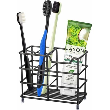 304 Stainless Steel Bathroom Toothbrush Holder, Toothpaste Holder (Black)