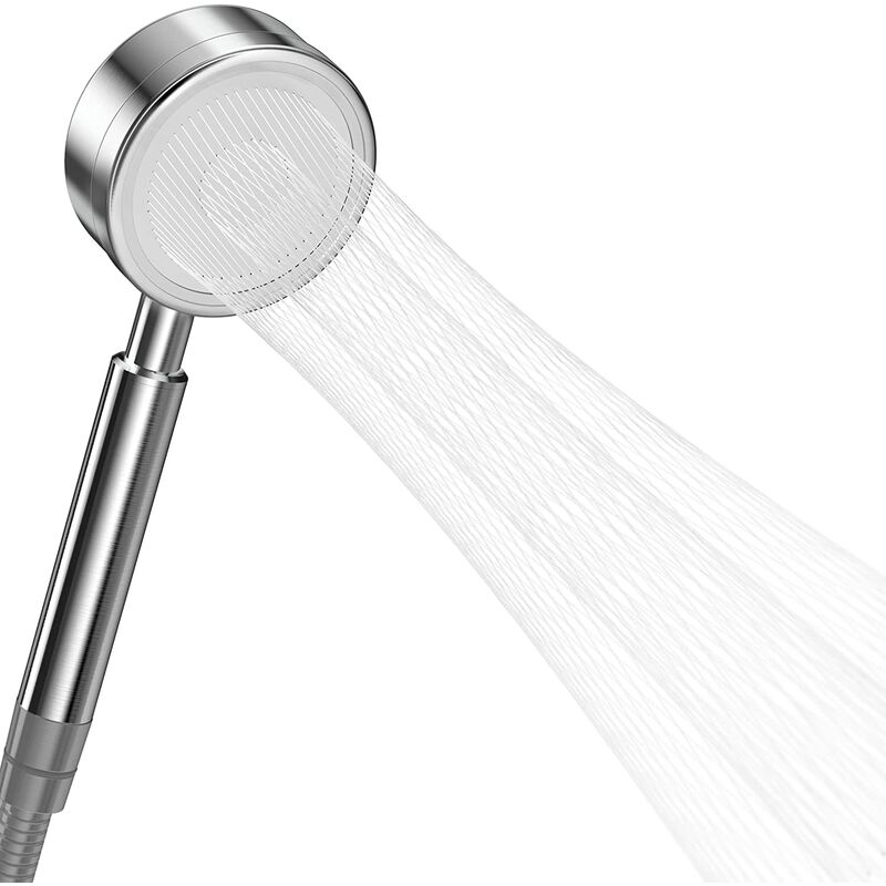 Aougo - 304 Stainless Steel High Pressure Shower Head, Water Saving Bathroom Shower Head Easy Installation - Waist Shaped Spray Method