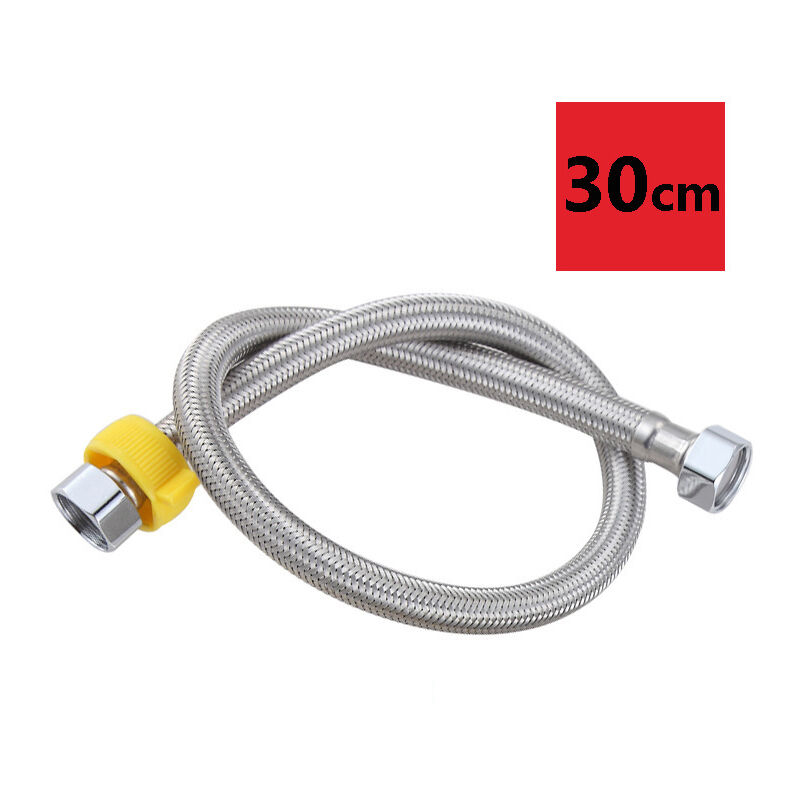 304 stainless steel hot and cold braided water inlet, toilet water heater high pressure four-point metal water pipe-2pcs-30cm