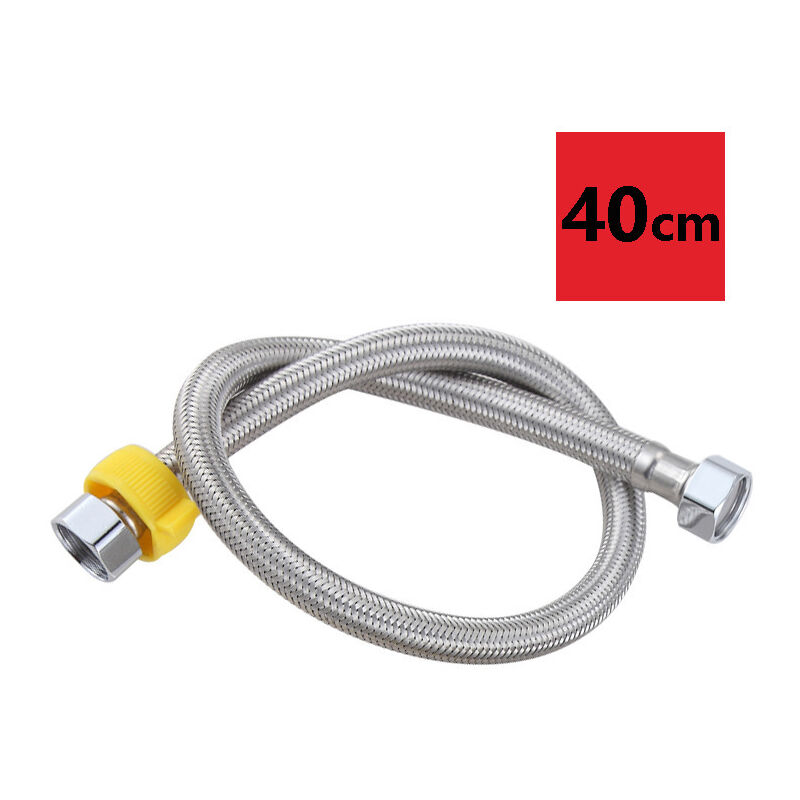 304 stainless steel hot and cold braided water inlet, toilet water heater high pressure four-point metal water pipe-2pcs-40cm