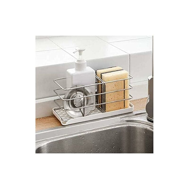 304 stainless steel sponge holder, multifunctional kitchen sink organizer, drainer, soap dish, adjustable hanging board