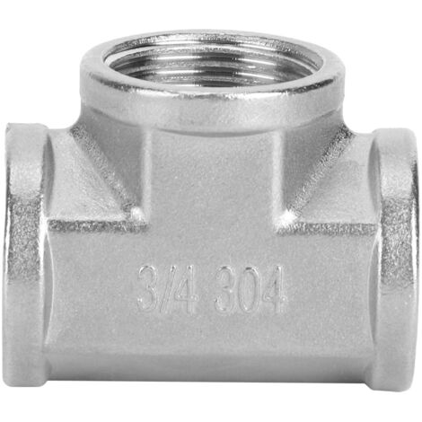 304 Stainless Steel Tee Threaded Pipe Connector for Industrial Pipe Shelf Household Tool3/4in x 3/4in x 3/4in Female Thread