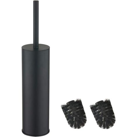 304 Stainless Steel Toilet Brush with Long Bucket Stand Round Loo Brush for Bathroom (Black)