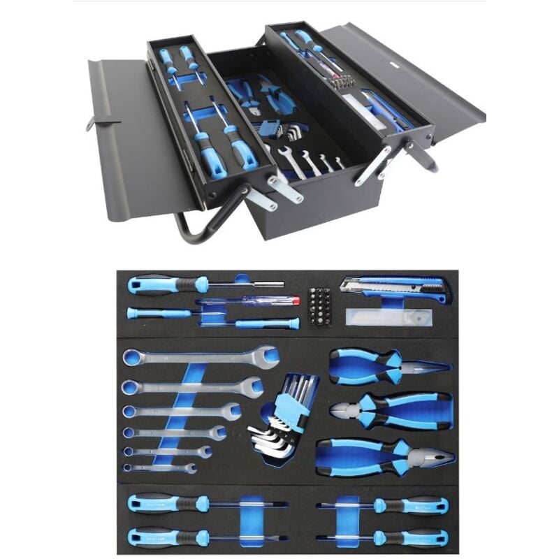 Tech-it - 304060 - Caisse à outils métallique outillage assortis 55 pièces-