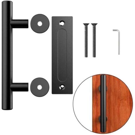 30.48cm /12“ Noir Poignée de porte Pour la porte de grange coulissante -- Black Sliding Barn Wood Door Handle Door Pull Flush