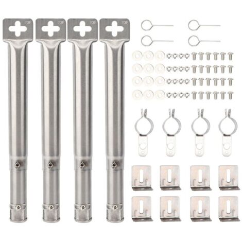 30.5-44.5 cm Universal Adjustable Burner for FirePlus, Fire Mountain, Charbroil, CosmoGrill, Landmann Triton 2, Proficook, Tepro, Stainless Steel Burner Spare Part, Pack of 4