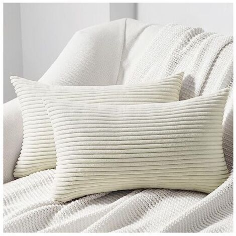 30×50×2cm Housse Coussin 30x50 cm Lot de 2 en Velours Côtelé Infroissable Motif à Rayures Housse pour Coussin Lombaire Fauteu