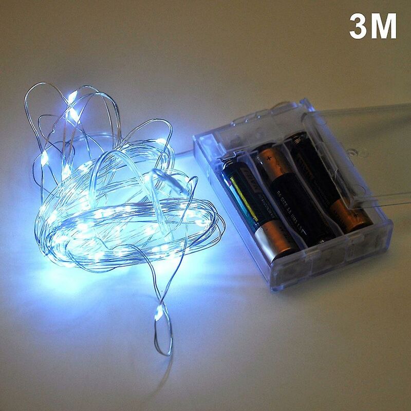 30/50pcs Leds Light String Copper Wire With Battery Box Christmas Wedding Party Decor