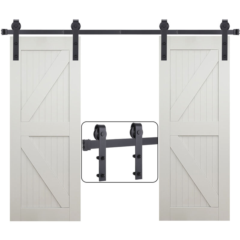 Petites Ecrevisses - 305cm Kit de Quincaillerie Porte Coulissante Rail Porte pour Grange Chambre Garage Double Porte Charge 150kg
