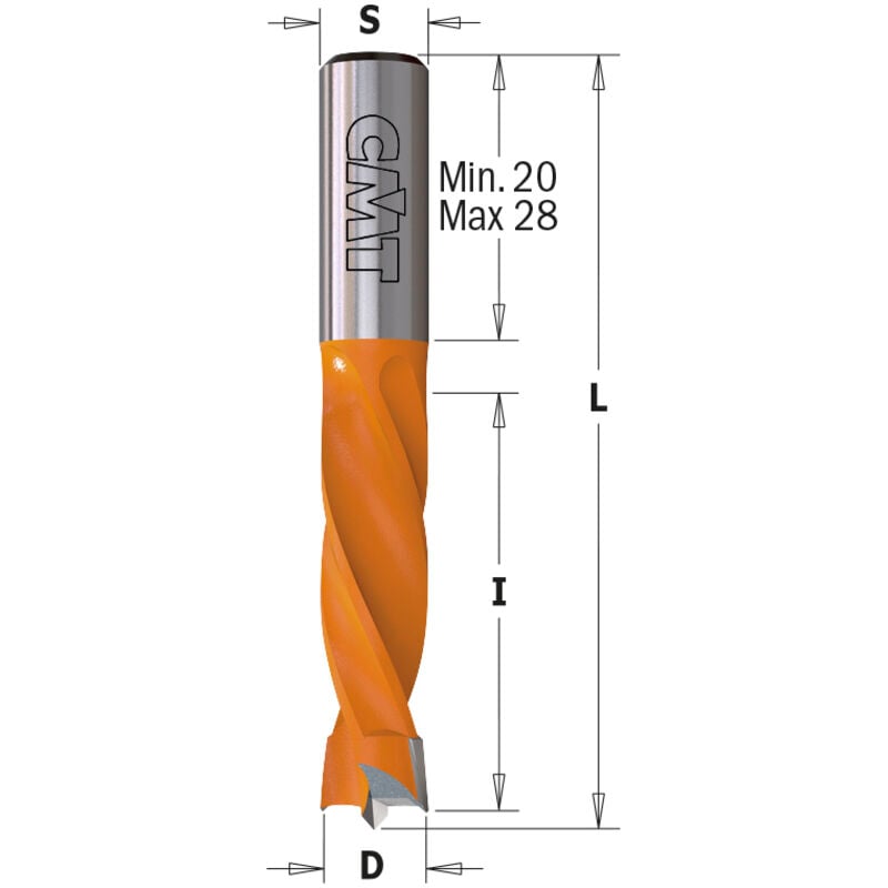 306.100.12 Punta Foratrice F/cieco Hw S=8x20 D=10x30x55.5 Sx