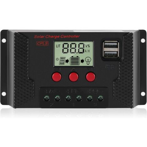 30A Laderegler, Solarpanel-Laderegler, automatische Identifizierung, 12 V/24 V, mit LCD-Display und 5 V USB-Anschluss