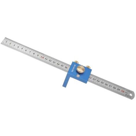30CM / 12IN Règle de dessin au trait métrique Règle de ligne à 90 ° Règle à angle droit pour le travail du bois Outil de mesure du travail du bois - Bleu