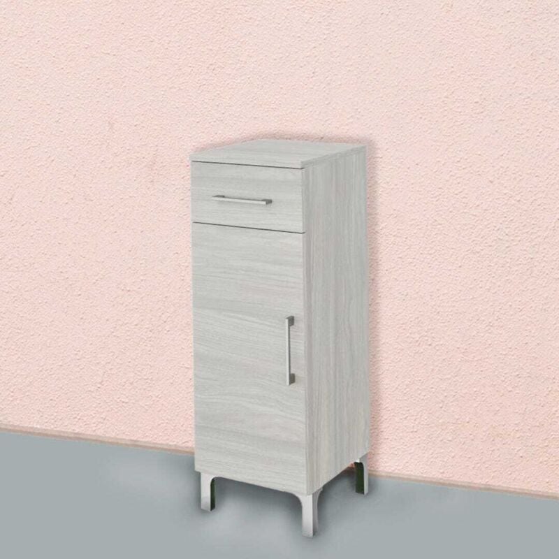 30Cm Armoire Salle De Bain, Porte Et Tiroir Bois Gris Rimini