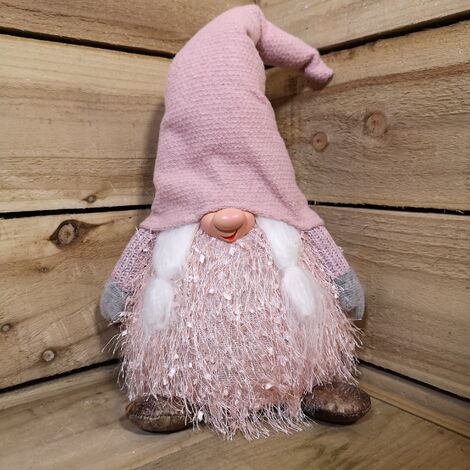 30cm Christmas Female Gonk with LED Light - Pink Hat