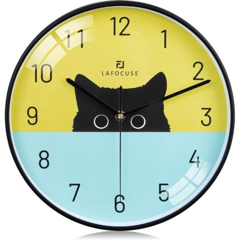 30cm Horloge Murale Chat Design Moderne, Créative Pendule Murale Originale, Silencieuse sans Tictac Multicolore Déco pour Cuisine Salon Chambre
