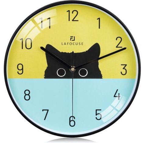 30cm Horloge Murale Chat Design Moderne, Créative Pendule Murale Originale, Silencieuse sans Tictac Multicolore Déco pour Cuisine Salon Chambre