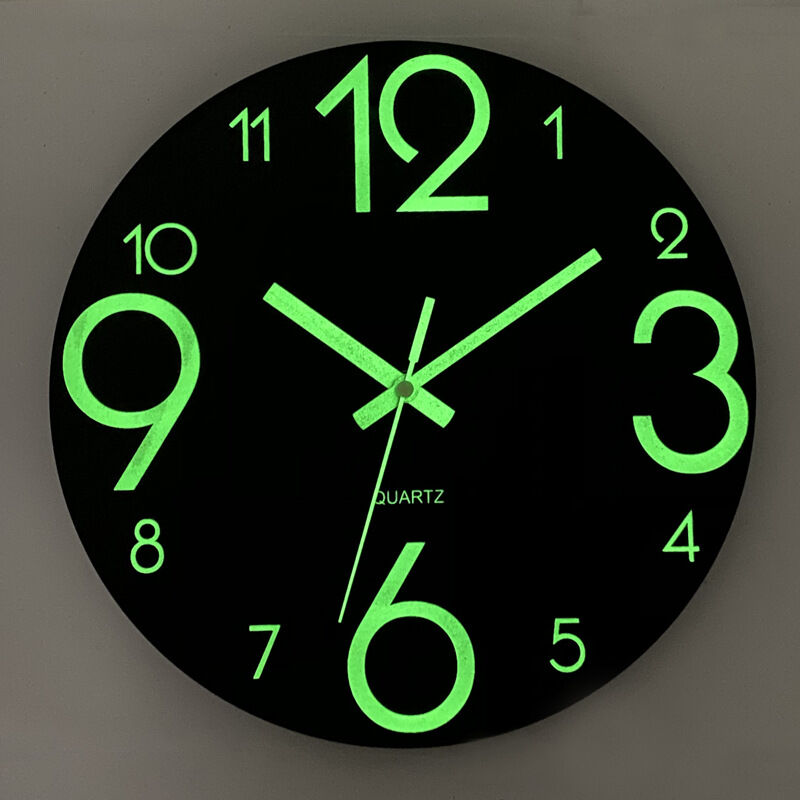 30cm Horloge Murale Lumineuse - Pendule Murale Fluorescente Silencieuse - Grande Horloge Murale Décorative pour Cuisine, Bureau, Chambre à Coucher
