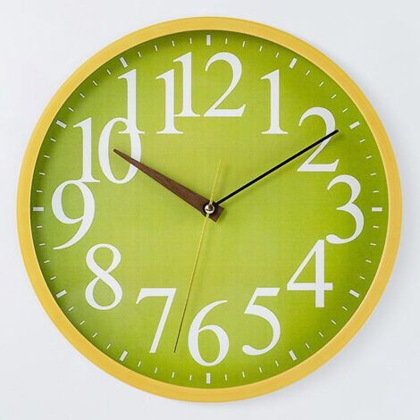 30cm-horloge Murale Simple Et Crative, Petite Horloge Verte Et Frache, En Faux Grain De Bois